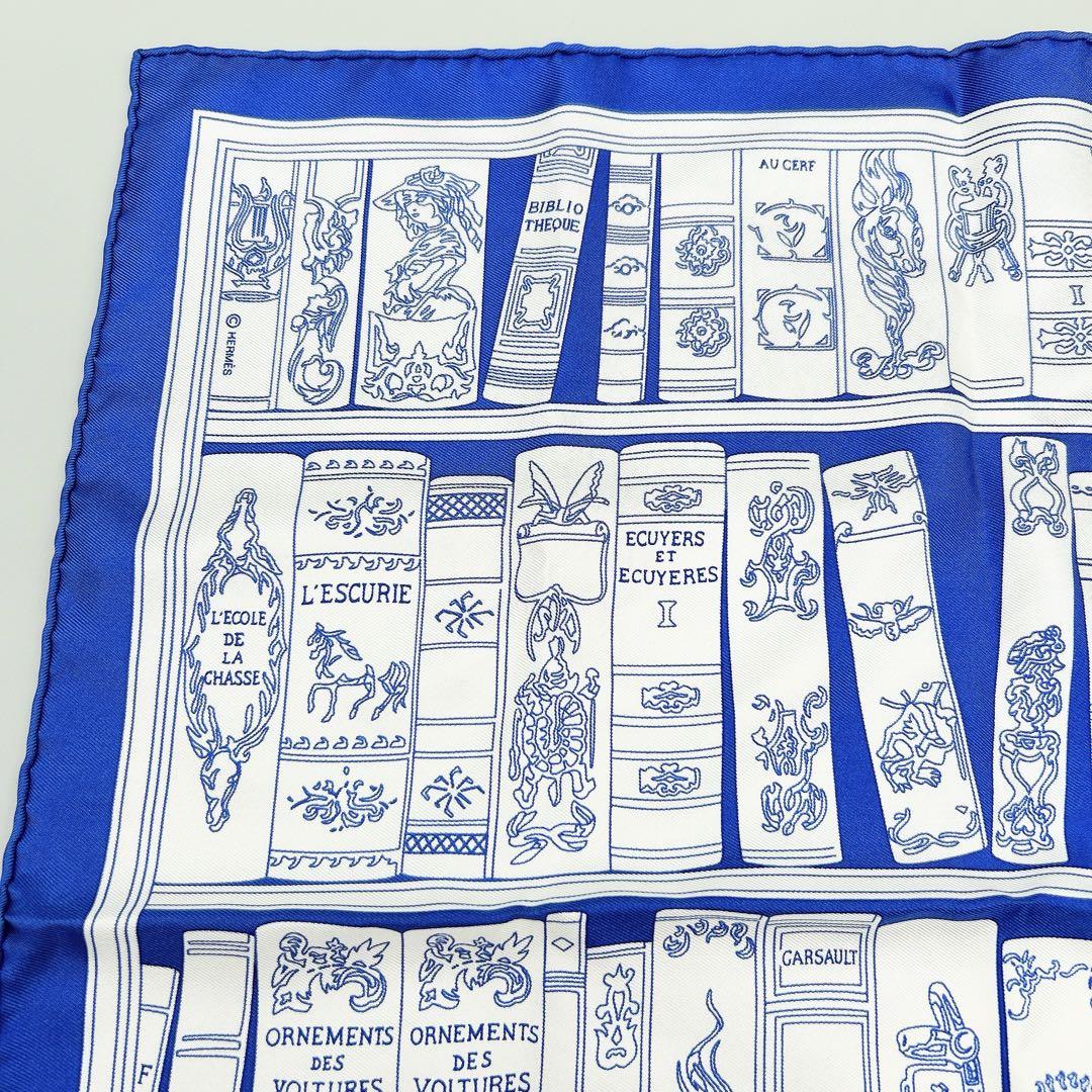 エルメス★未使用に近い★図書館★ブルー★カレ45★ガヴロッシュ★プチカレ