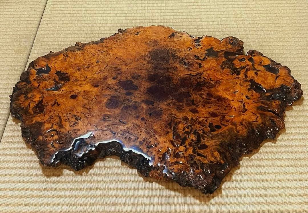 天然時代木 花梨 玉杢 瘤 花台 香台 盆栽台 敷板 64㎝