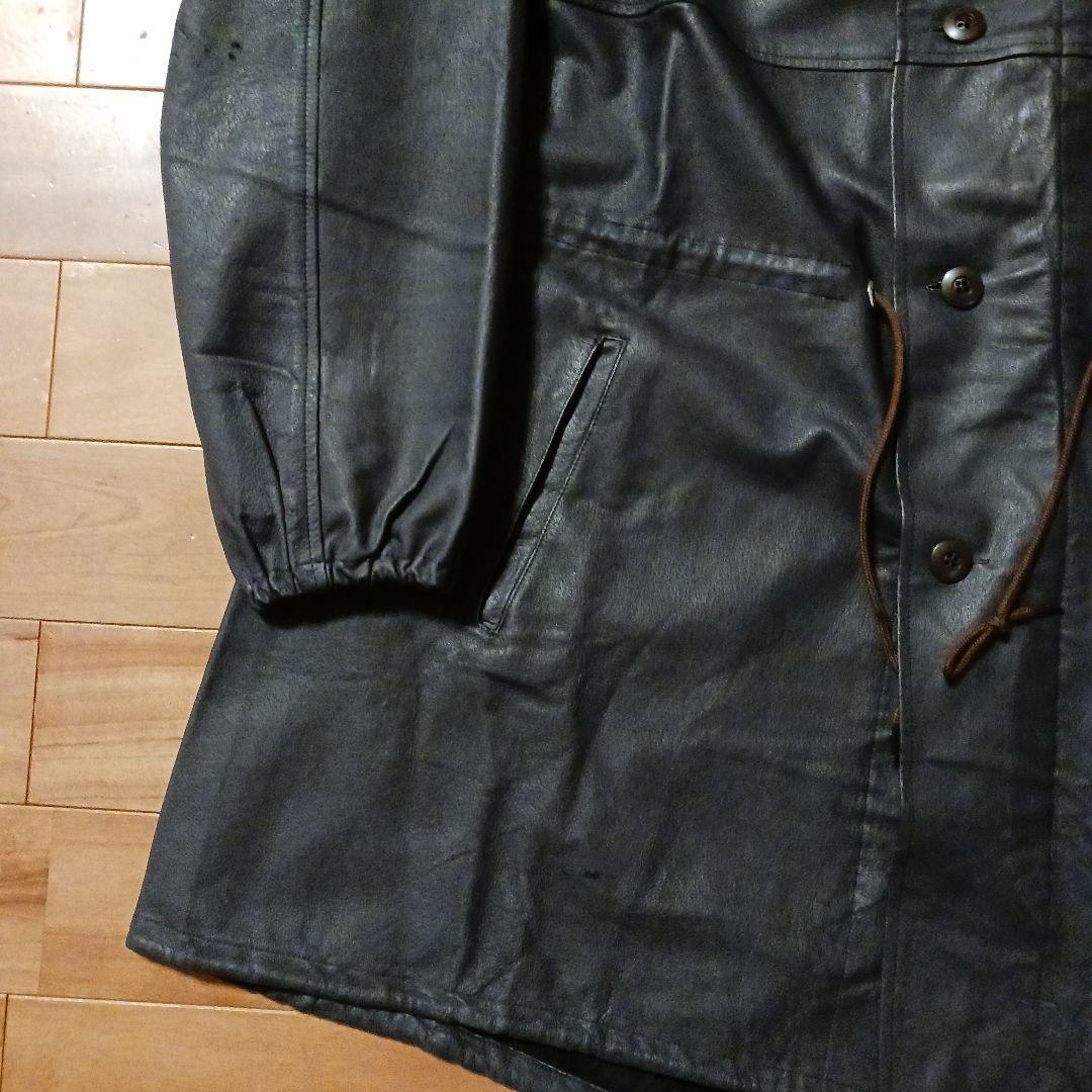 【試着のみ極美品】Varde77 ダメージレザーコート 62s US ARMY黒