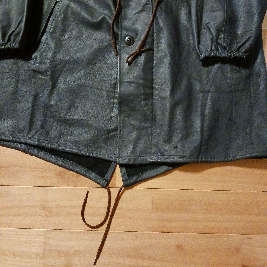 【試着のみ極美品】Varde77 ダメージレザーコート 62s US ARMY黒