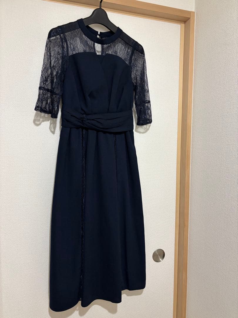 ネイビー レース ワンピース マキシ丈 美品