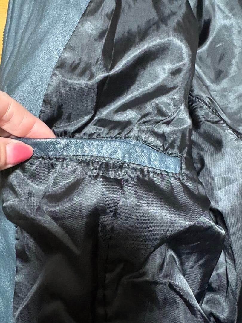 美品　RUPERT EDGEダークブルー ネイビー系　レザージャケット　羊