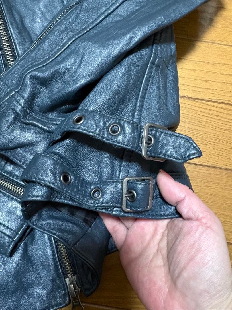 美品　RUPERT EDGEダークブルー ネイビー系　レザージャケット　羊