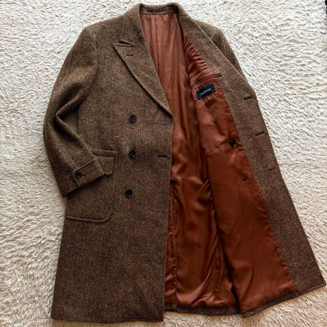 ★希少 Lサイズ★ NEWYORKER ロングチェスター ヘリンボーン ツイード