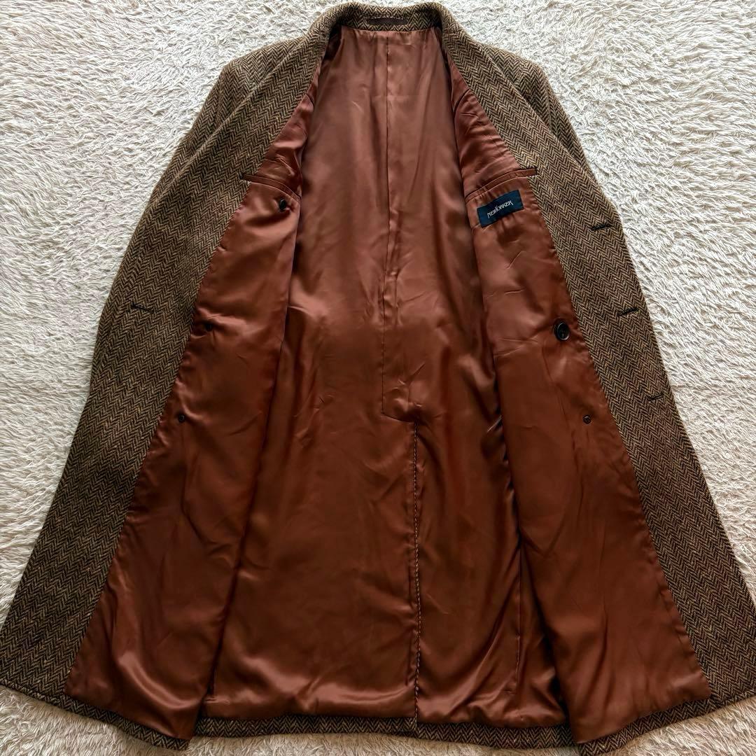 ★希少 Lサイズ★ NEWYORKER ロングチェスター ヘリンボーン ツイード