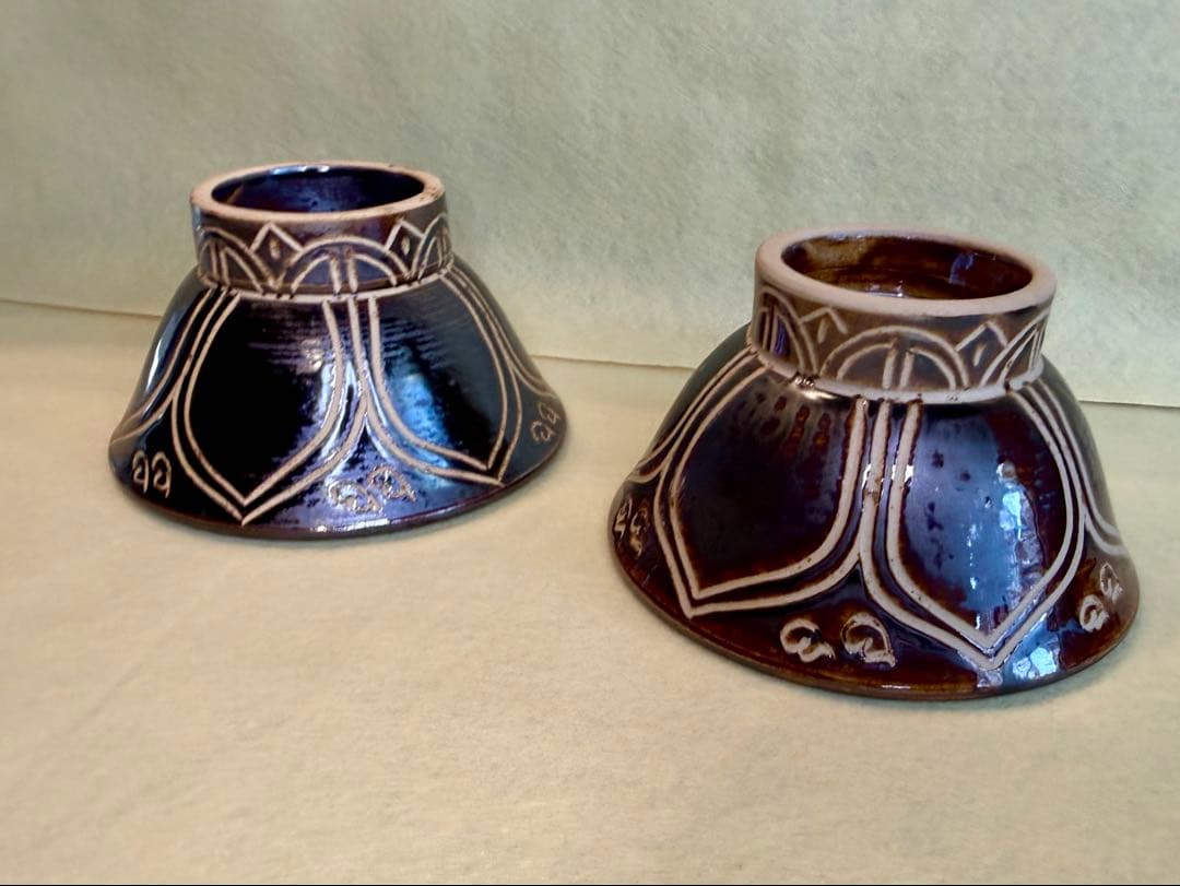 り*ー様 新品・未使用 花笠ブラック 幸陶器 ４寸２個セット