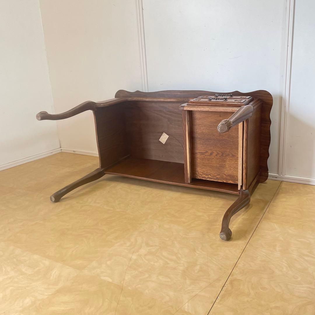 ルーマニア製 オーク材 猫脚 デスク 机 作業台 引き出し アンティーク