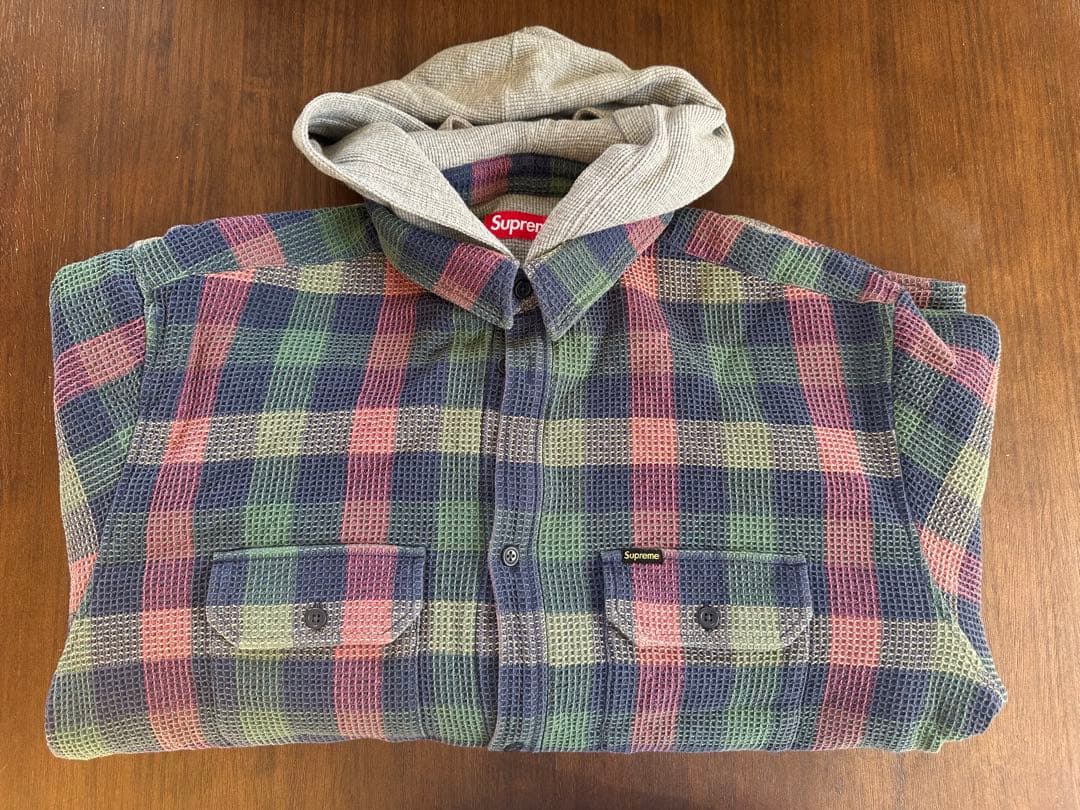 Supreme フード付き チェック柄ネルシャツ XL
