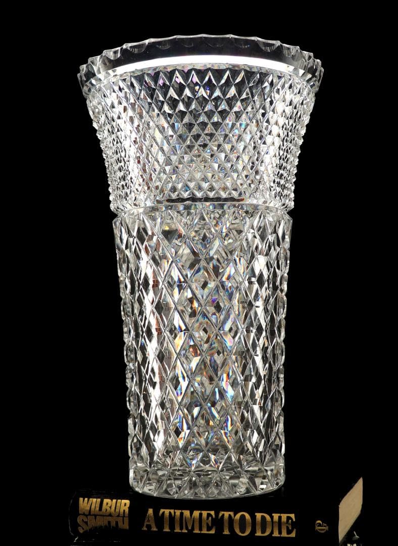 オールド・バカラ 1890年頃特大傑作 32cm2.8kg 切子花瓶 ディアマン