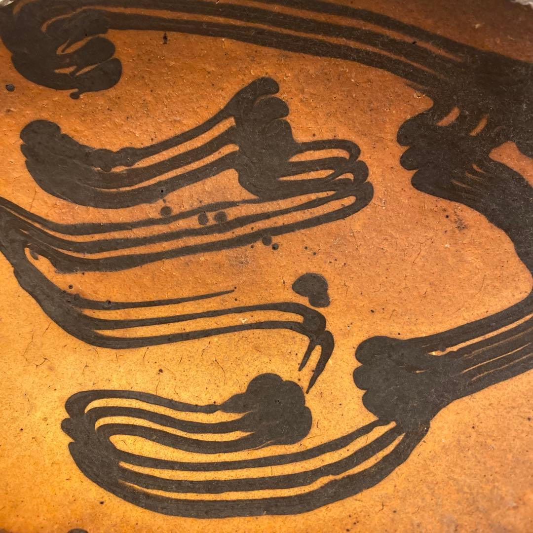 十場天伸/つくも窯　スリップウェア 楕円鉢