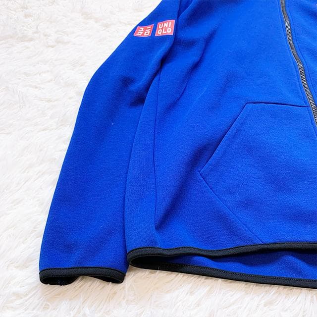 美中古✨️UNIQLO ユニクロ 錦織圭モデル パーカー ブルー XLサイズ