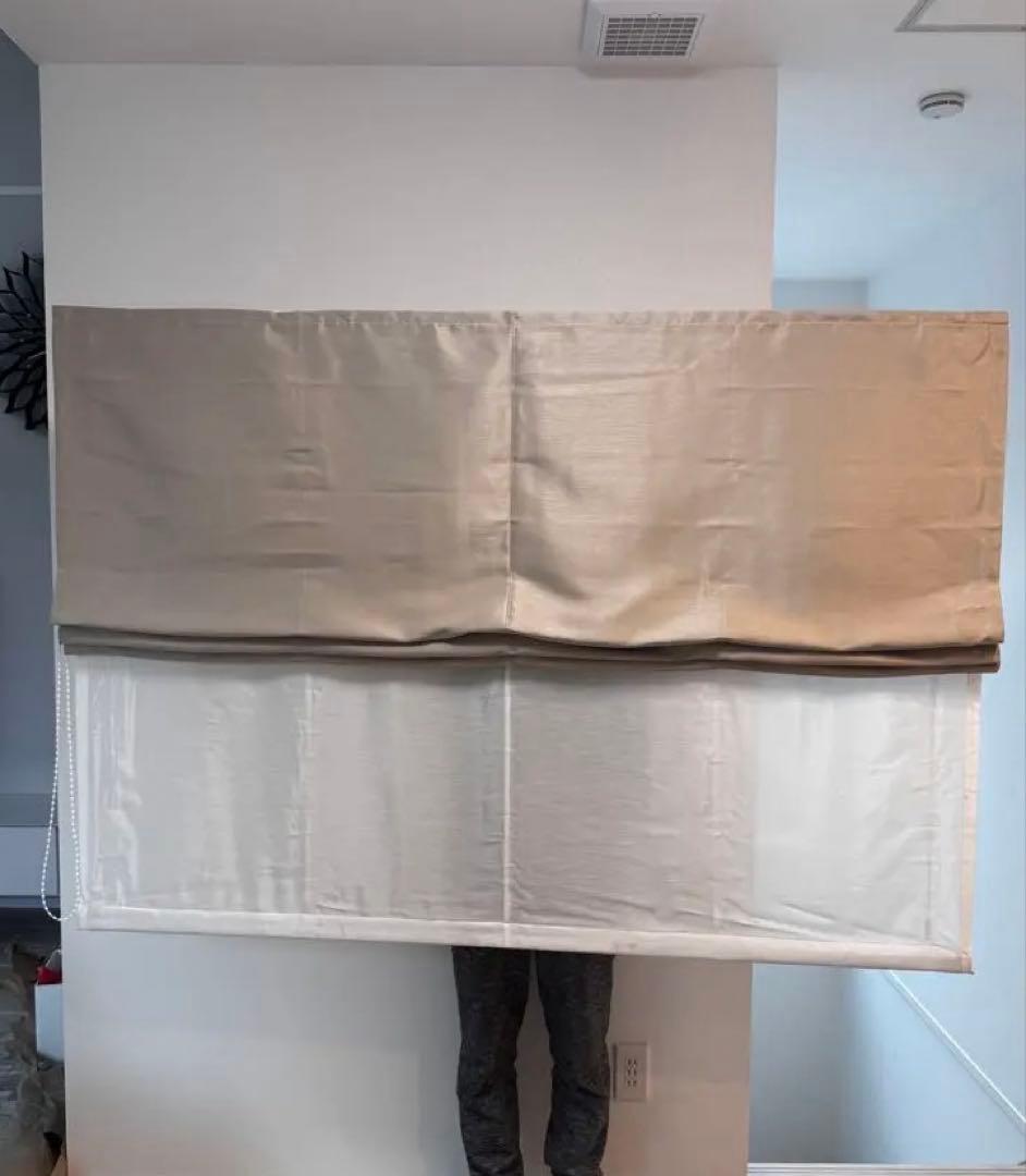 びっくりカーテン◆ダブルシェードカーテン◆W1600×H1100cm◆グレー