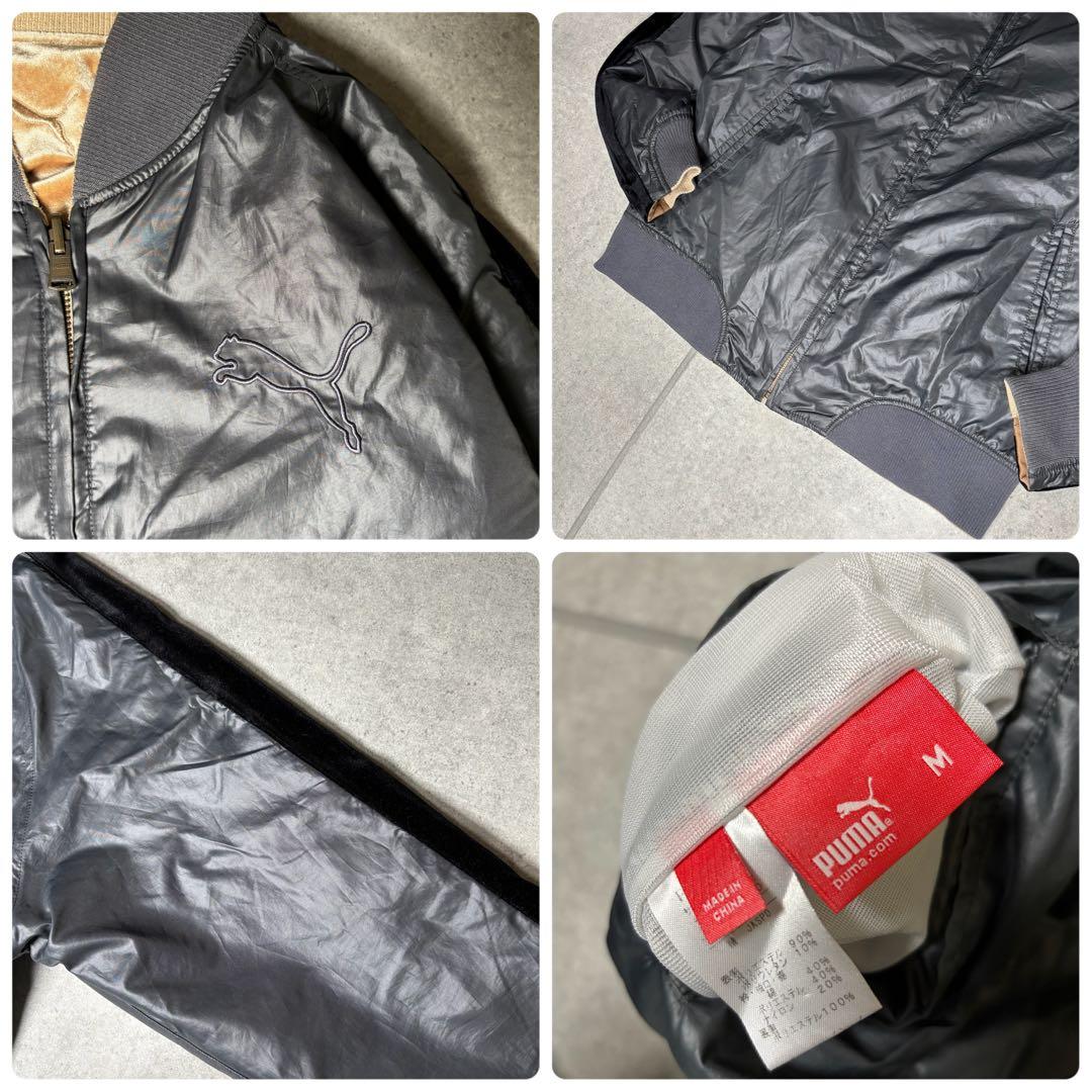 PUMA　スカジャン　リバーシブル　ベロア　別珍　リブライン　刺繍　ゴールド