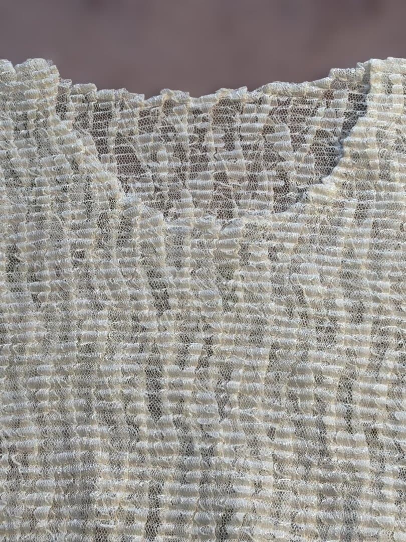 ISSEY MIYAKE プリーツ 花柄刺繍入り ブラウス L