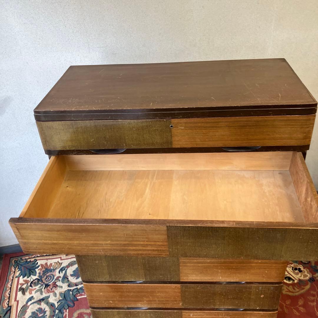昭和レトロ 寄木細工 木製チェスト 7段タンス 箪笥 古家具 ビンテージ