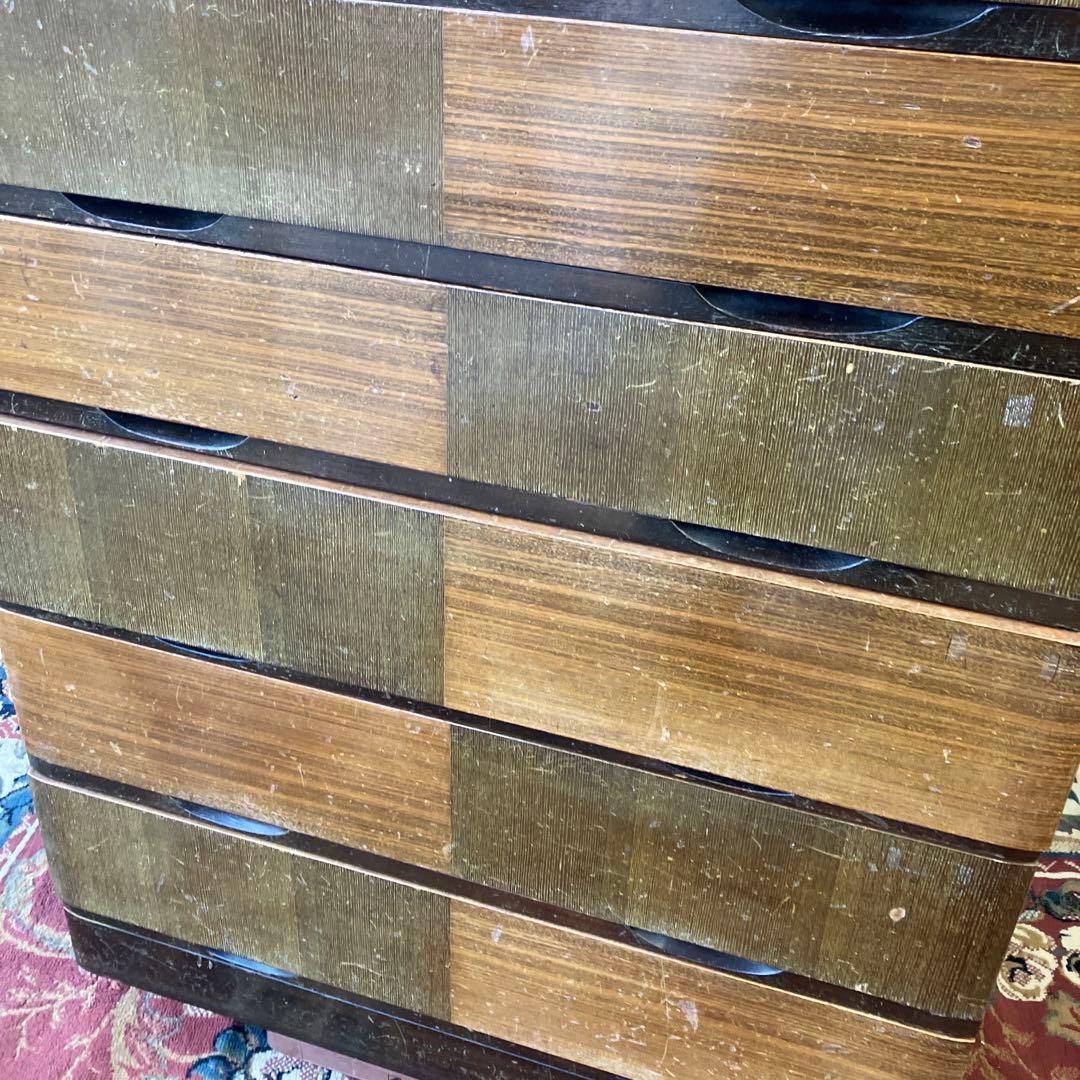 昭和レトロ 寄木細工 木製チェスト 7段タンス 箪笥 古家具 ビンテージ