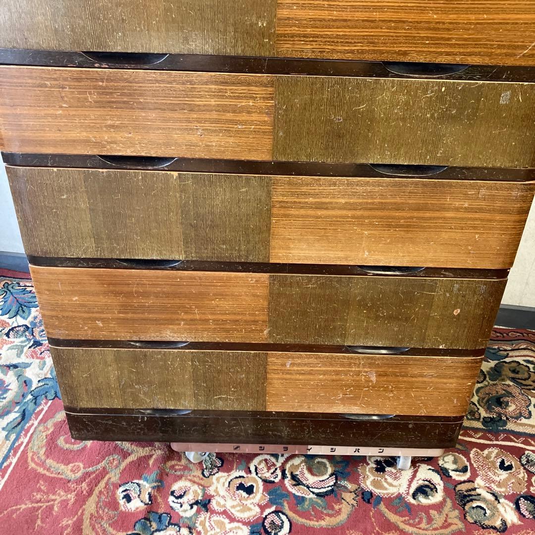 昭和レトロ 寄木細工 木製チェスト 7段タンス 箪笥 古家具 ビンテージ
