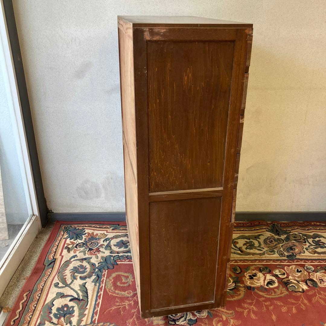 昭和レトロ 寄木細工 木製チェスト 7段タンス 箪笥 古家具 ビンテージ