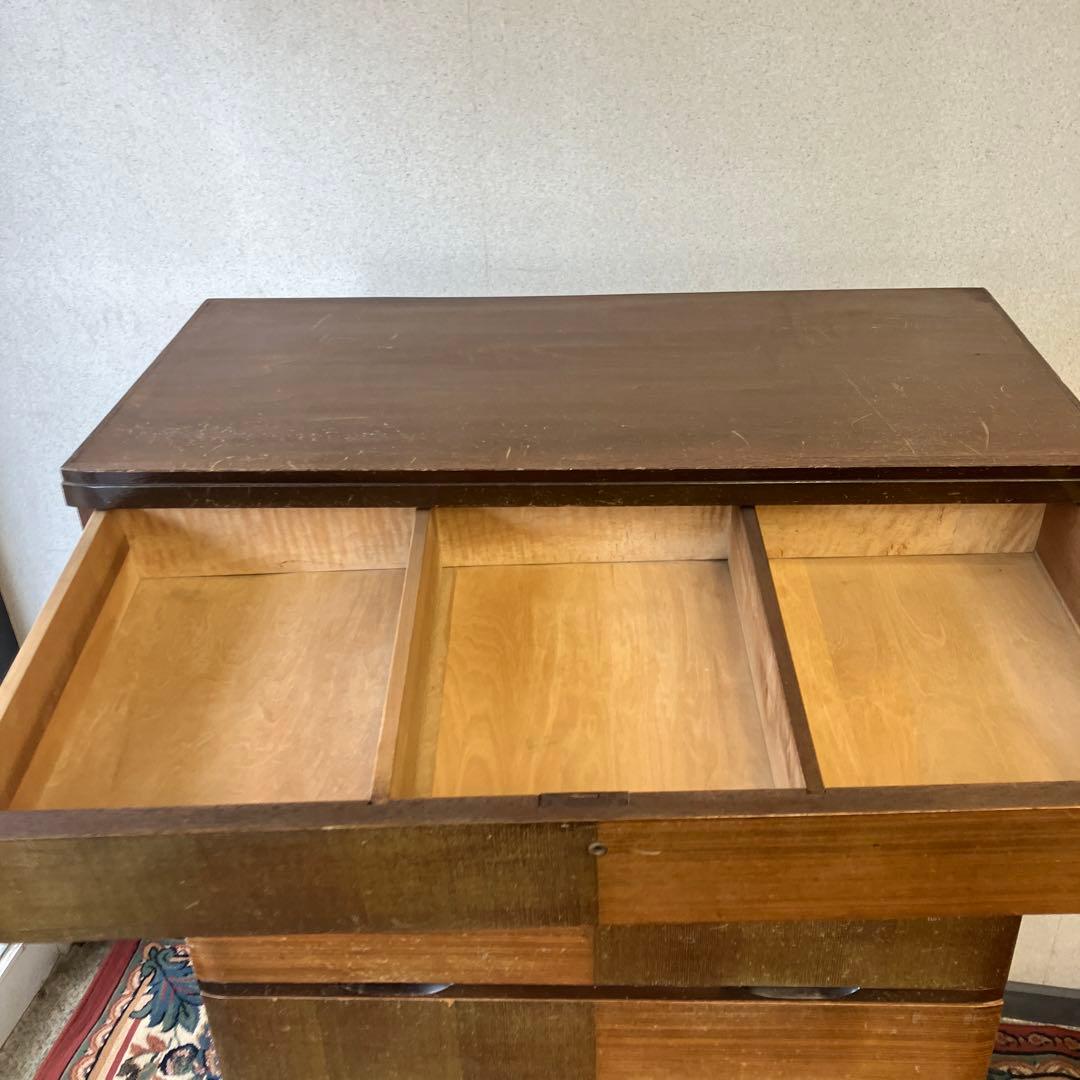 昭和レトロ 寄木細工 木製チェスト 7段タンス 箪笥 古家具 ビンテージ