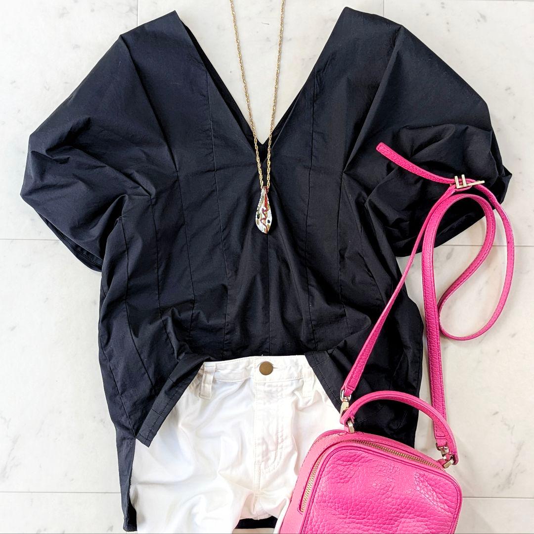 美品✨ツルバイマリコオイカワ TSURU コットンパフスリーブブラウス ブラック