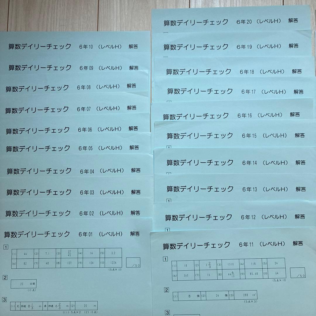 サピックス6年 算数デイリーチェック レベルH