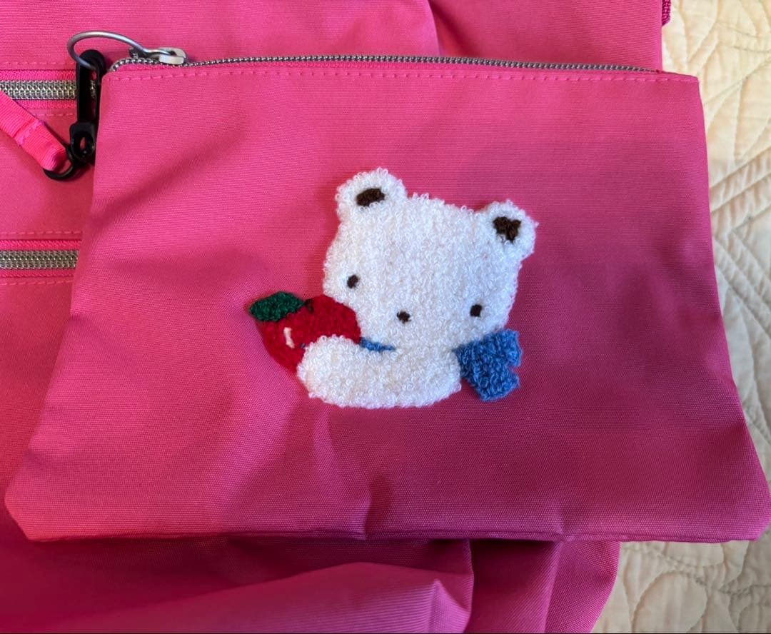 ファミリア　マザーズリュック　ピンク　ポーチ付き