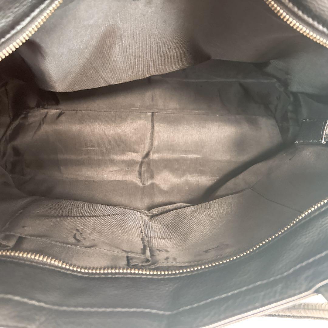 SHIPS 黒 レザー トートバッグ A4収納 シップス 本革 ビジネスバック