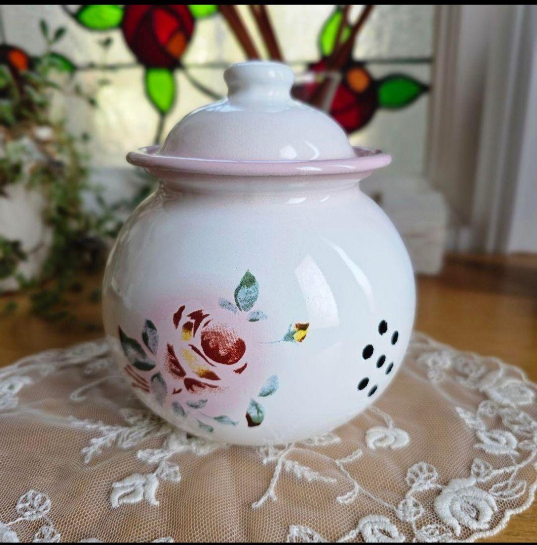 イマン imane プリンセスローズ ガーリックポット ホーロー アロマポット