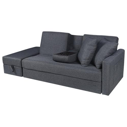 ソファ　ソファーベッド　カウチソファ　3人掛け　オットマン付き　多機能ソファ