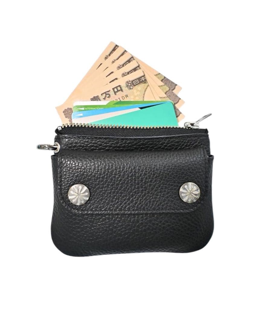 小物 LOMEI Zipper Compact Wallet Black