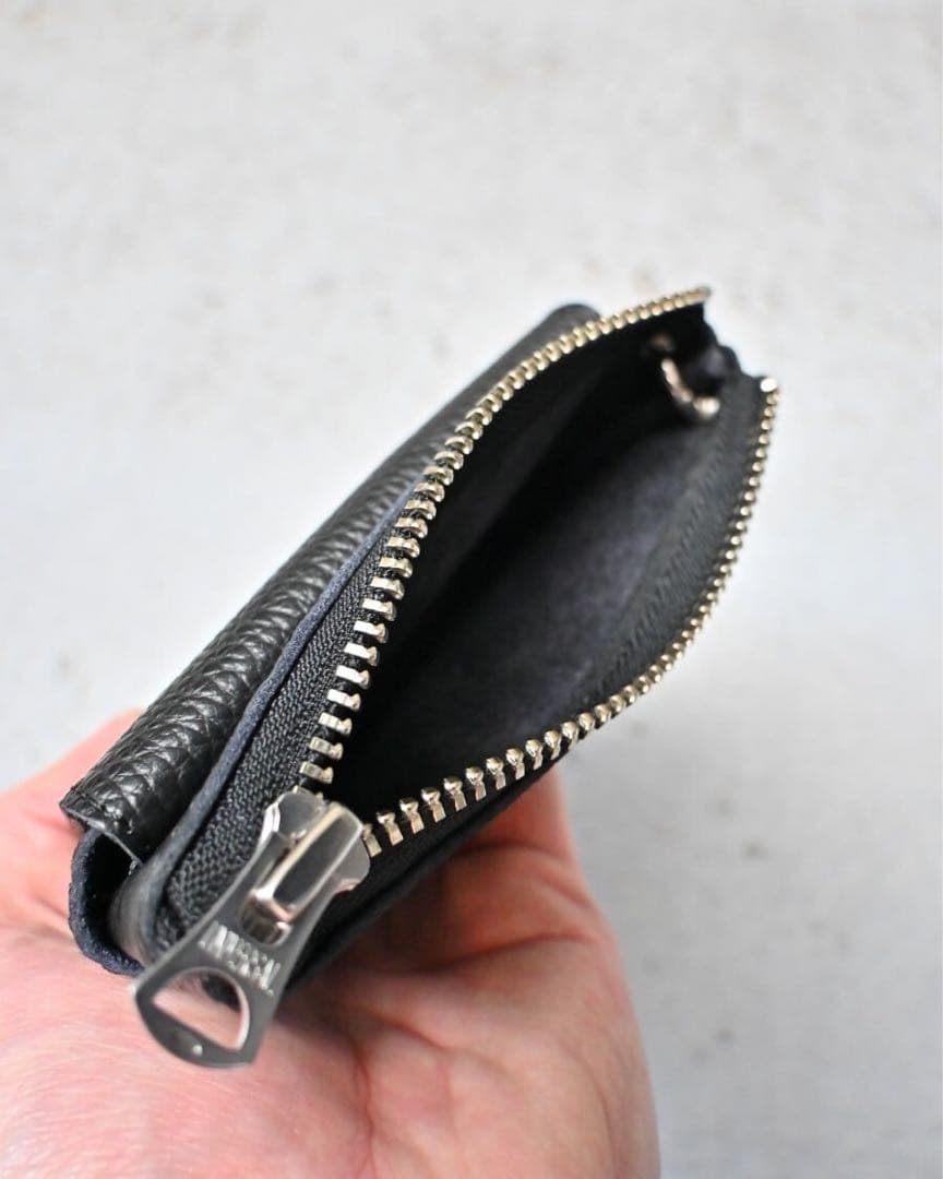 小物 LOMEI Zipper Compact Wallet Black