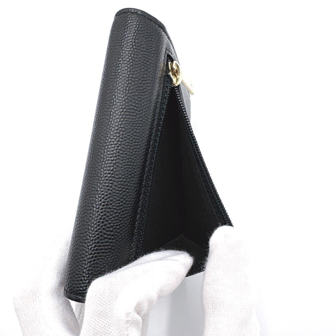 希少✨CHANEL シャネル ステッチ ココマーク キャビアスキン 三つ折り財布