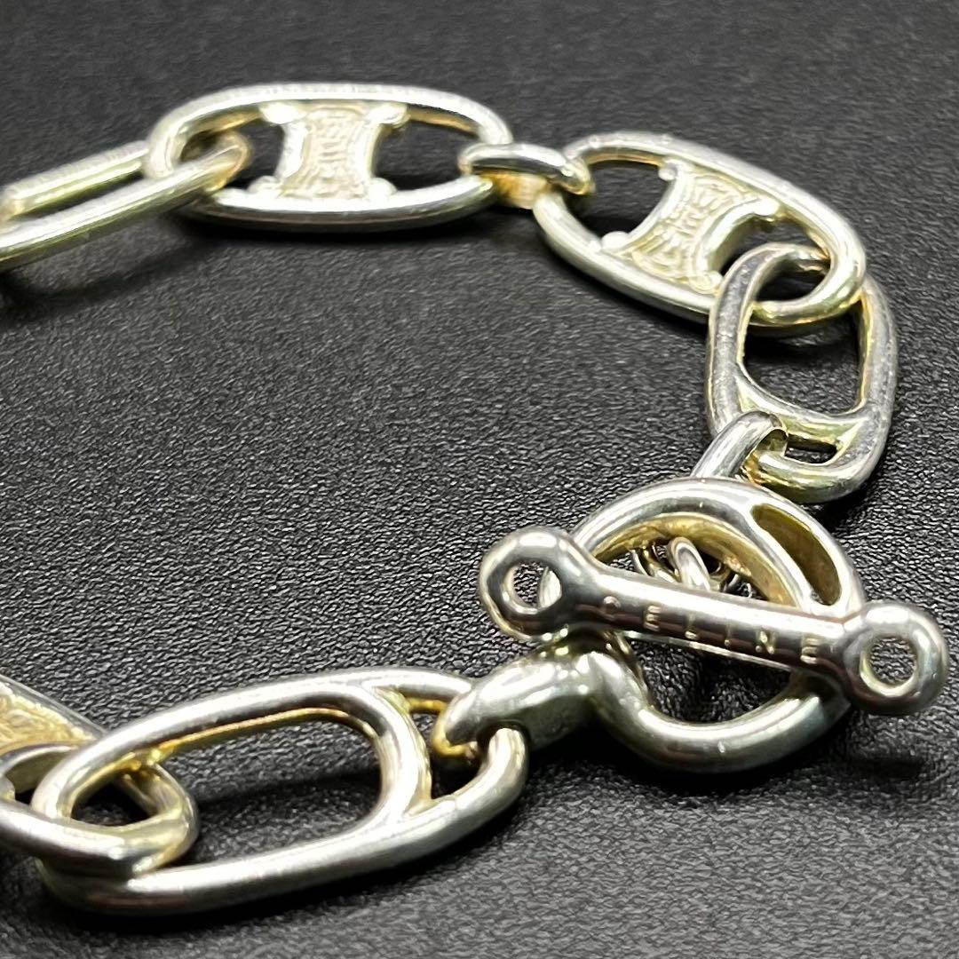 希少 セリーヌ シルバー ブレスレット マカダム トリオンフ ヴィンテージ 刻印