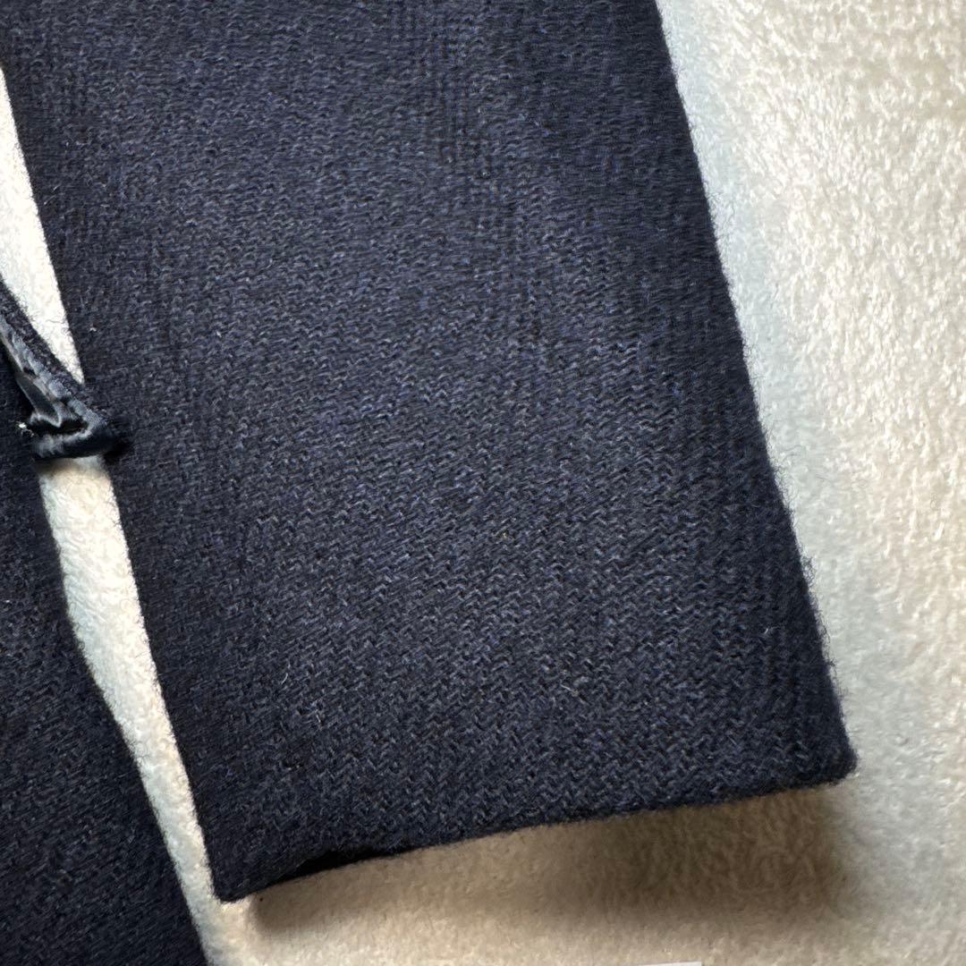 57 極美品　ビームスハート　ハリスツイード　ステンカラーコート　ネイビー　46