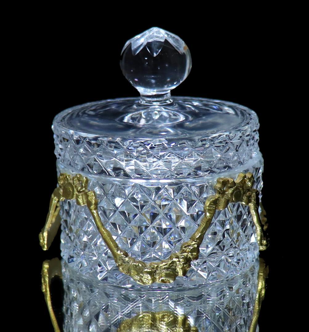 オールド・バカラ 1890年 ブロンズ装飾 ディアマン ビゾー 蓋物 小物入れ