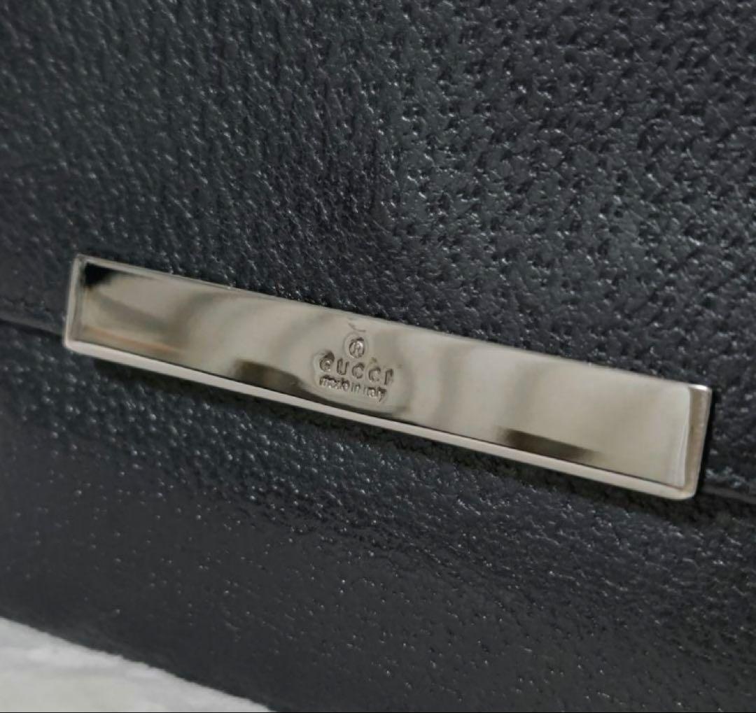 美品 GUCCI グッチ Wホック レザー 黒 ブラック 二つ折り財布 財布