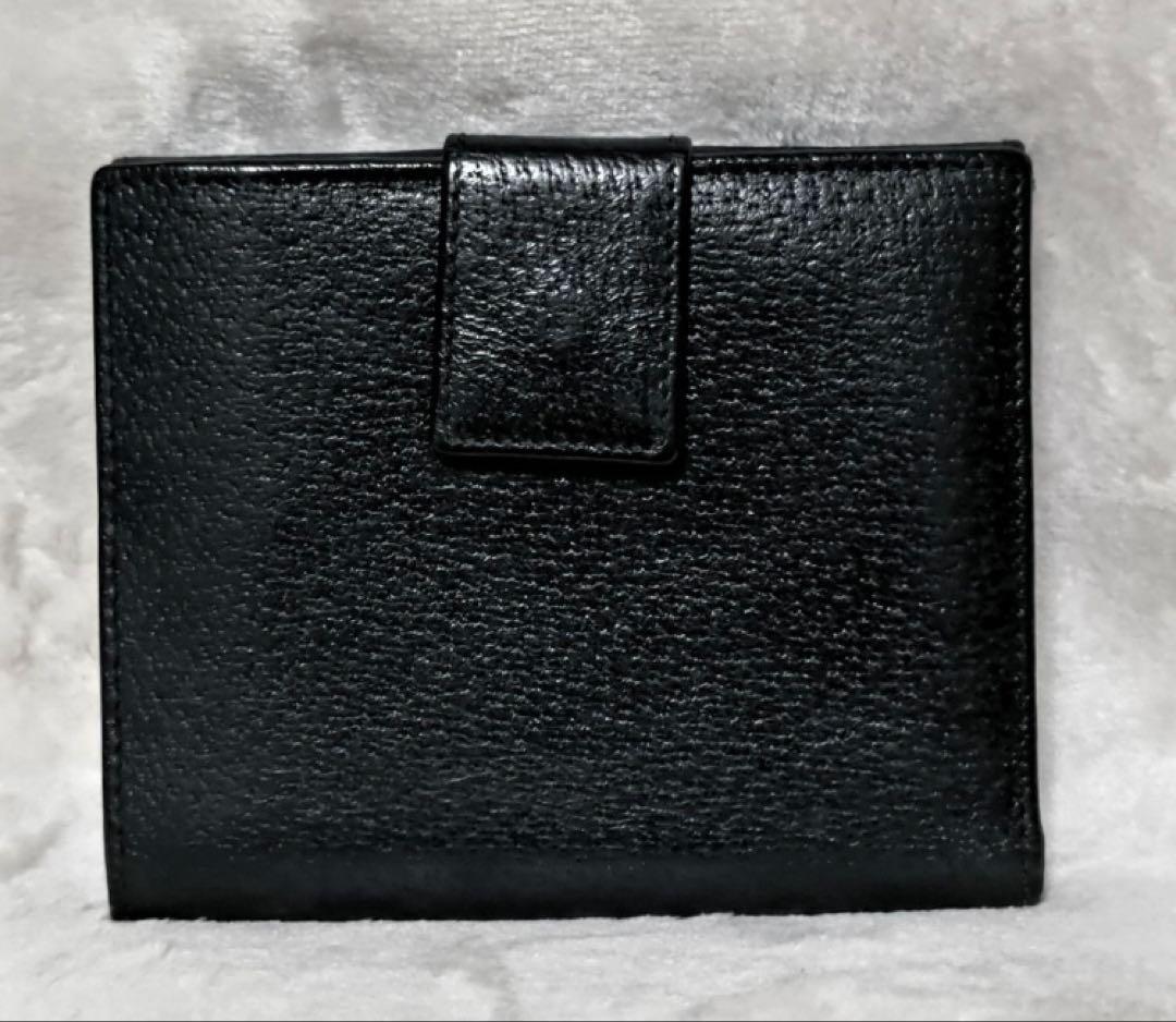 美品 GUCCI グッチ Wホック レザー 黒 ブラック 二つ折り財布 財布