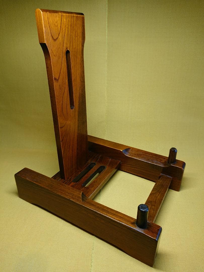 【美品】天然木　組込皿立　皿立て　置物　インテリア　工芸品　美術品　A2645