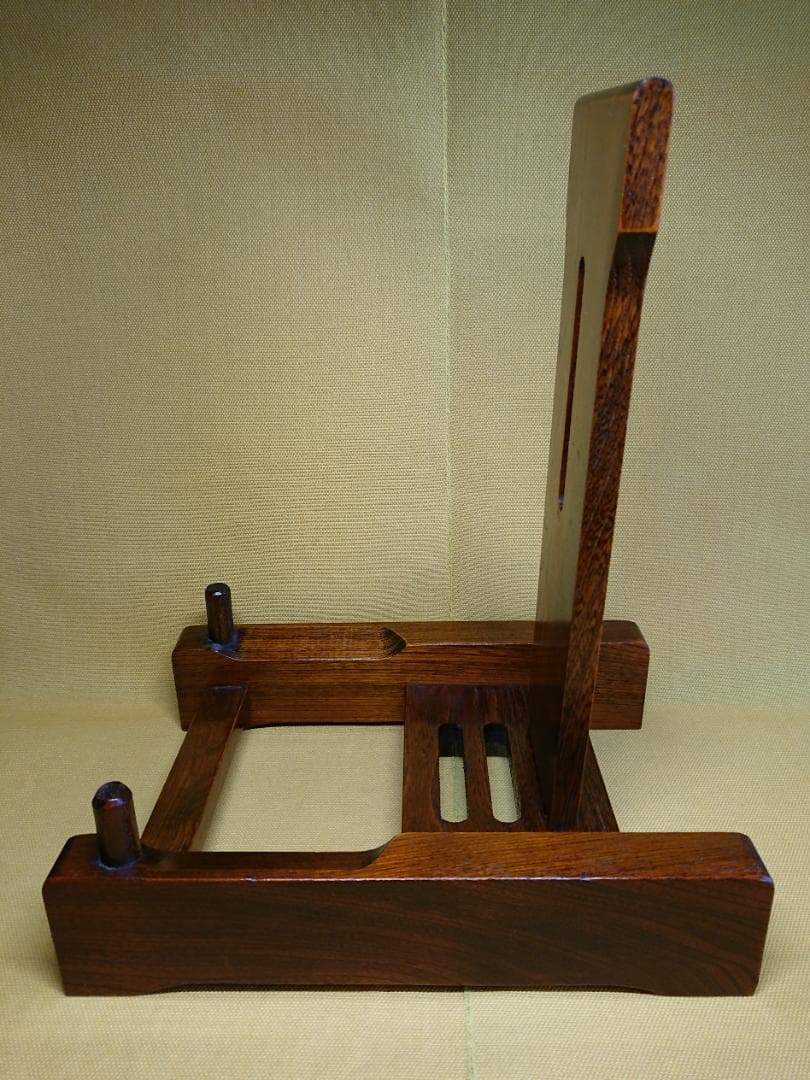 【美品】天然木　組込皿立　皿立て　置物　インテリア　工芸品　美術品　A2645