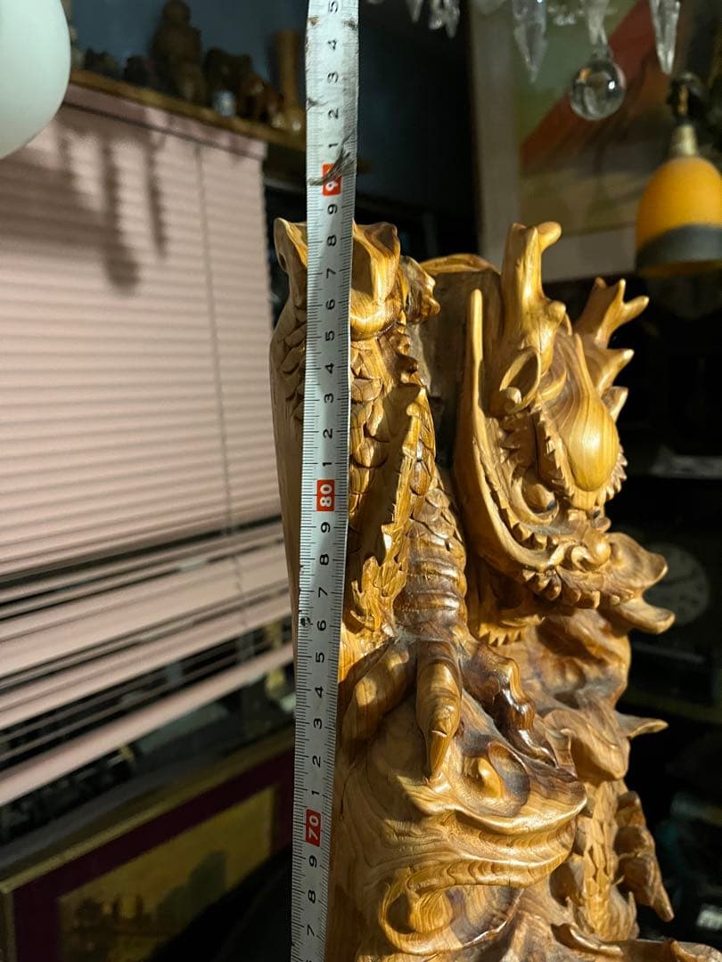 木彫り龍、90センチ龍の木彫り、特大木彫りの龍、一刀彫の龍、ドラゴン、木の株の龍