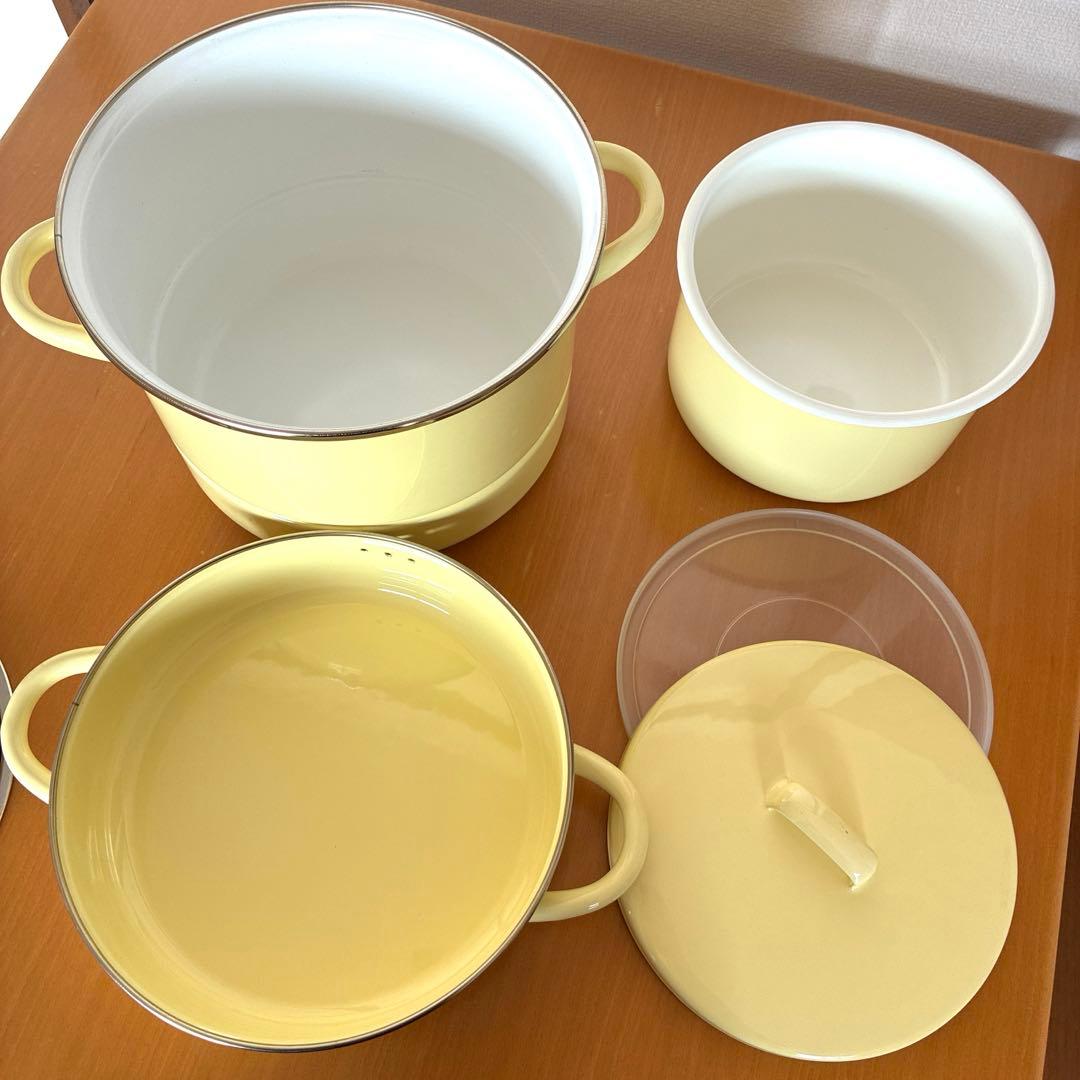 【送料込】MIMOZAミモザ（辰巳芳子）野田琺瑯 蒸気調理鍋　レシピブック付