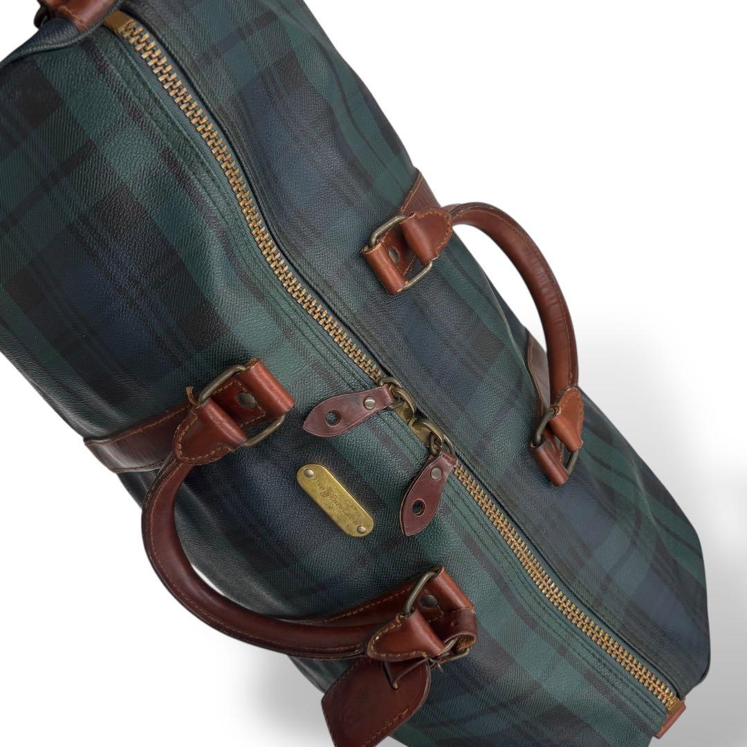 【ヴィンテージ】ポロラルフローレン　ボストンバッグ　トラベル　チェック柄　PVC