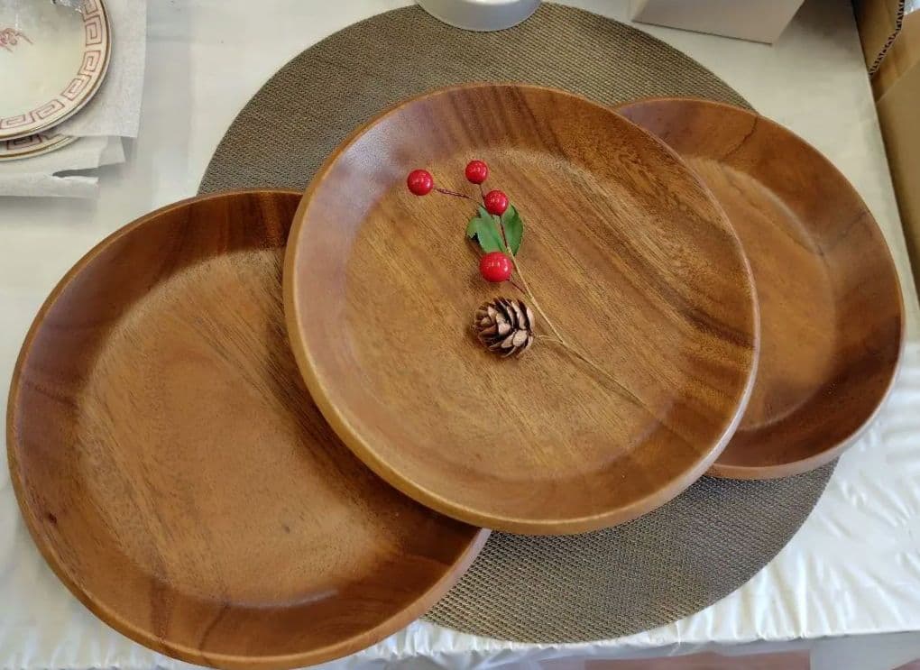 木製皿 　3枚セット 約22cm 天然素材