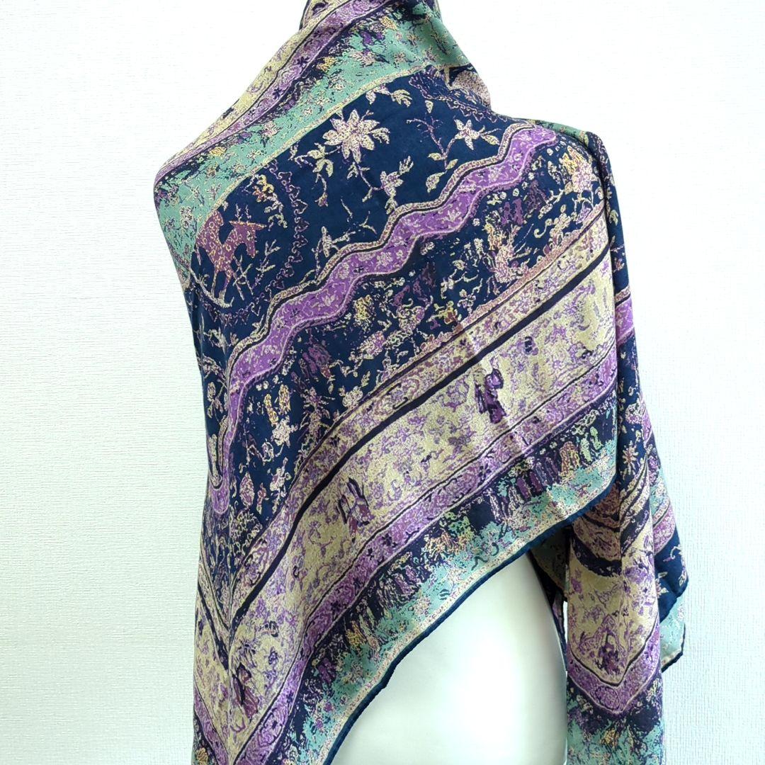 エトロ 大判 スカーフ ショール 50%ウール 50%シルク イタリア製etro