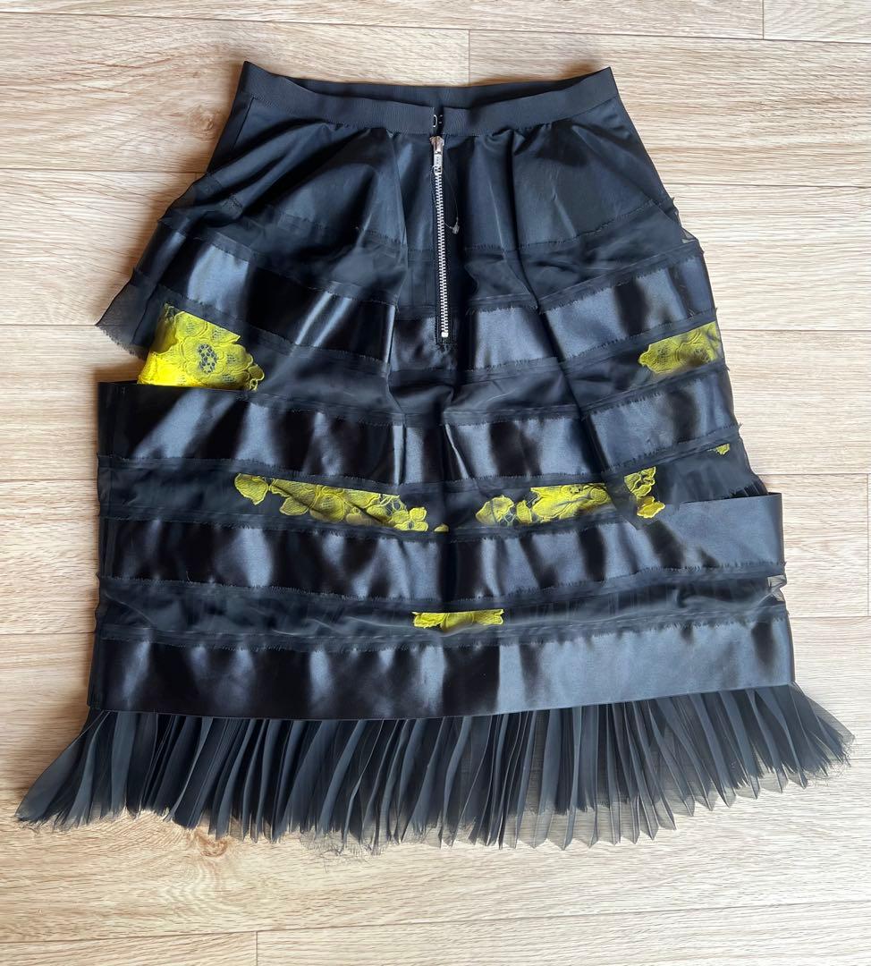 sacai 】サカイ スカート 異素材ミックス 黄色 黒 クリスマスに