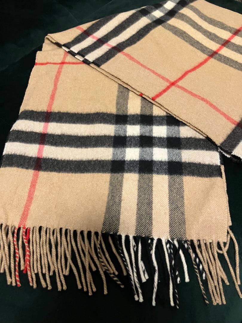 BURBERRY カシミヤ チェックマフラー 168x30cm
