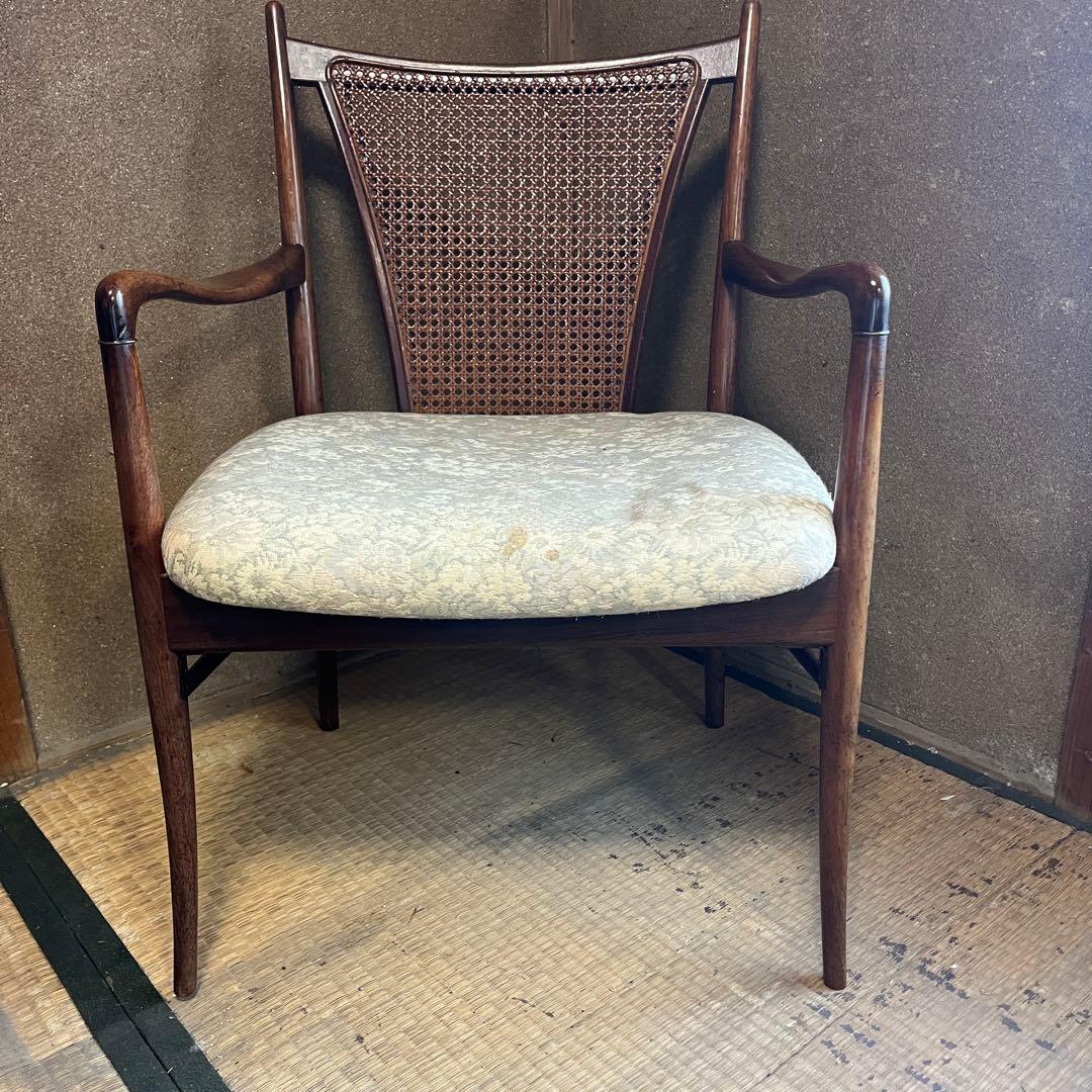 マルニ木工 籐張り ラウンジチェア 昭和レトロ