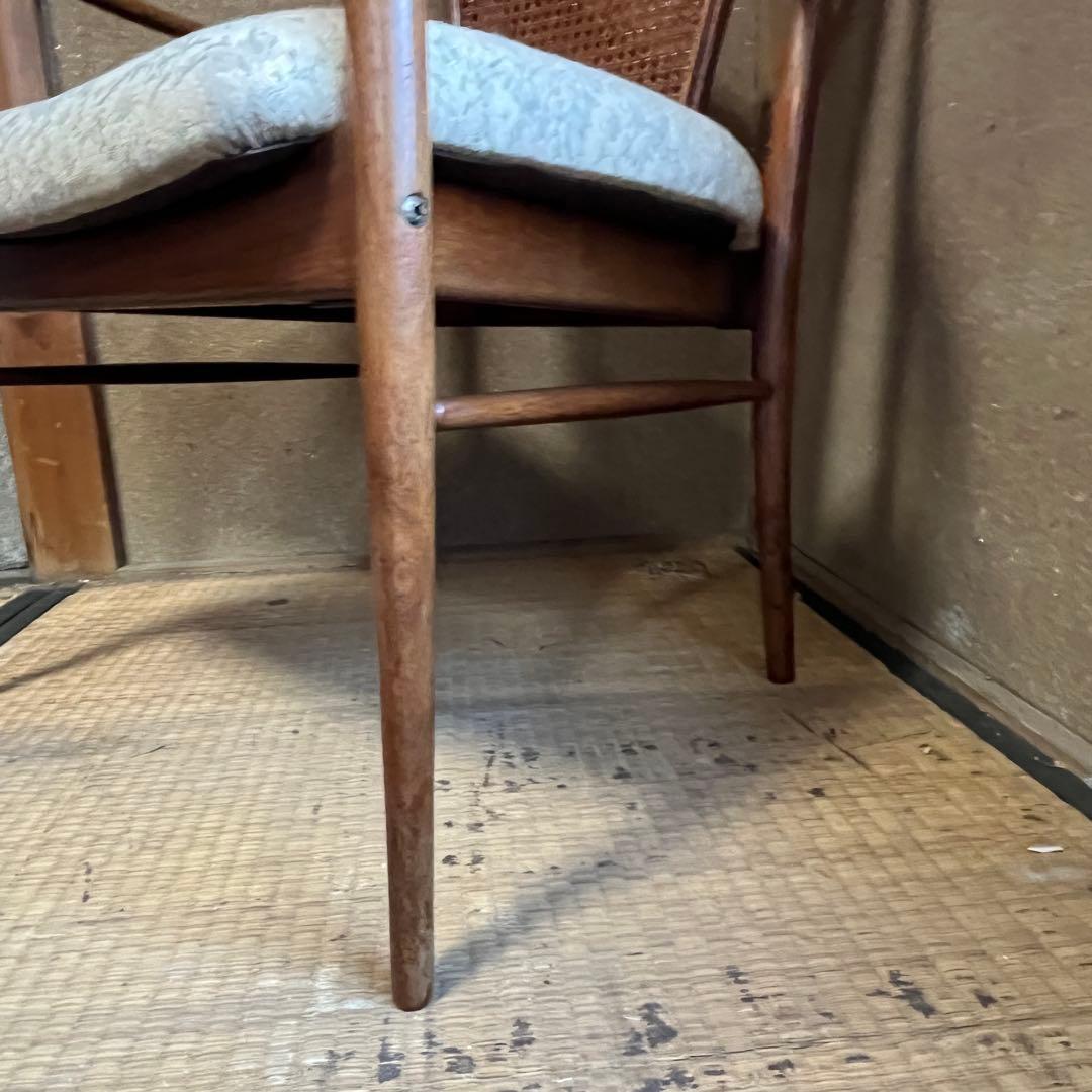 マルニ木工 籐張り ラウンジチェア 昭和レトロ