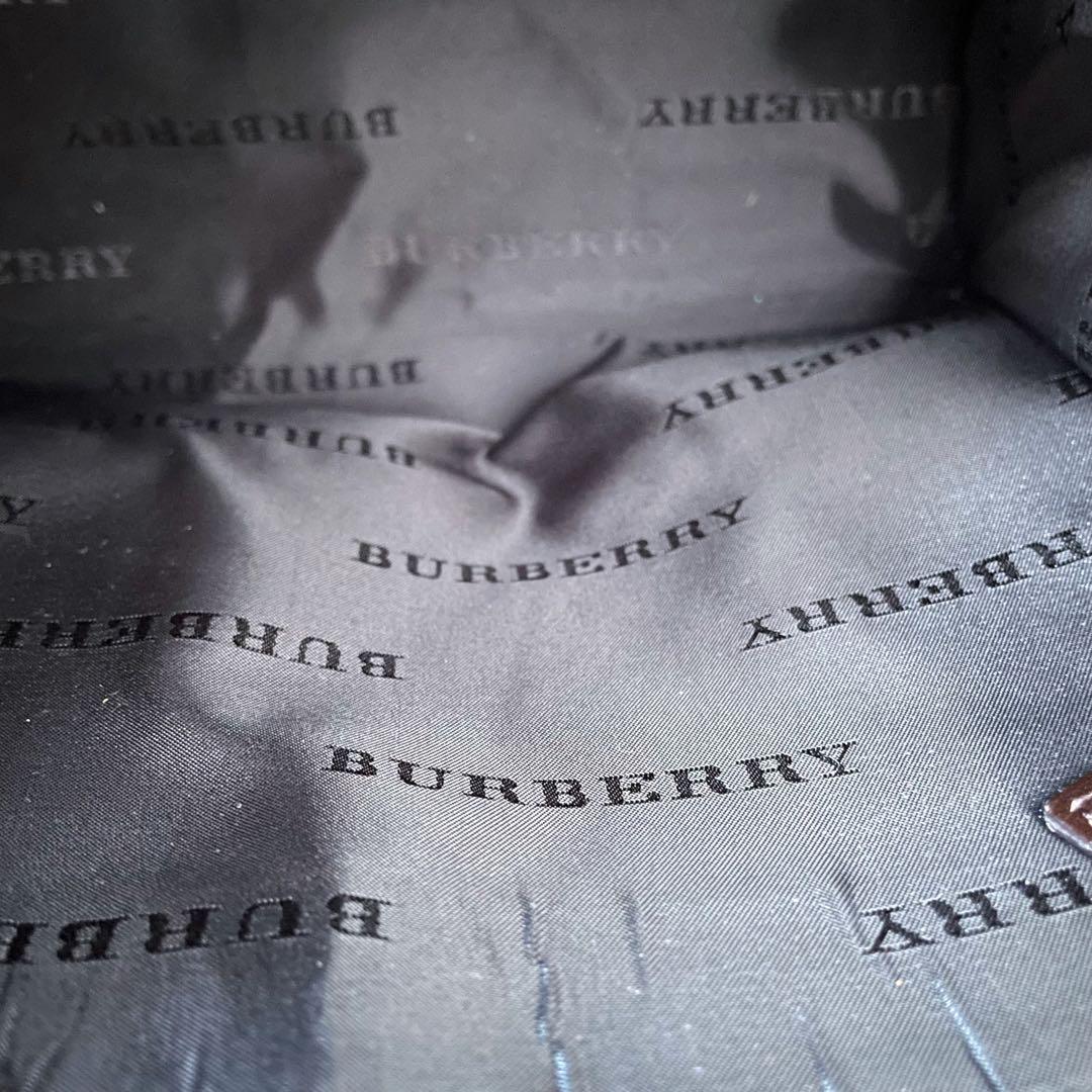 BURBERRYバーバリーノバチェック×ブラウンナイロ×ンレザーミニトートバッグ