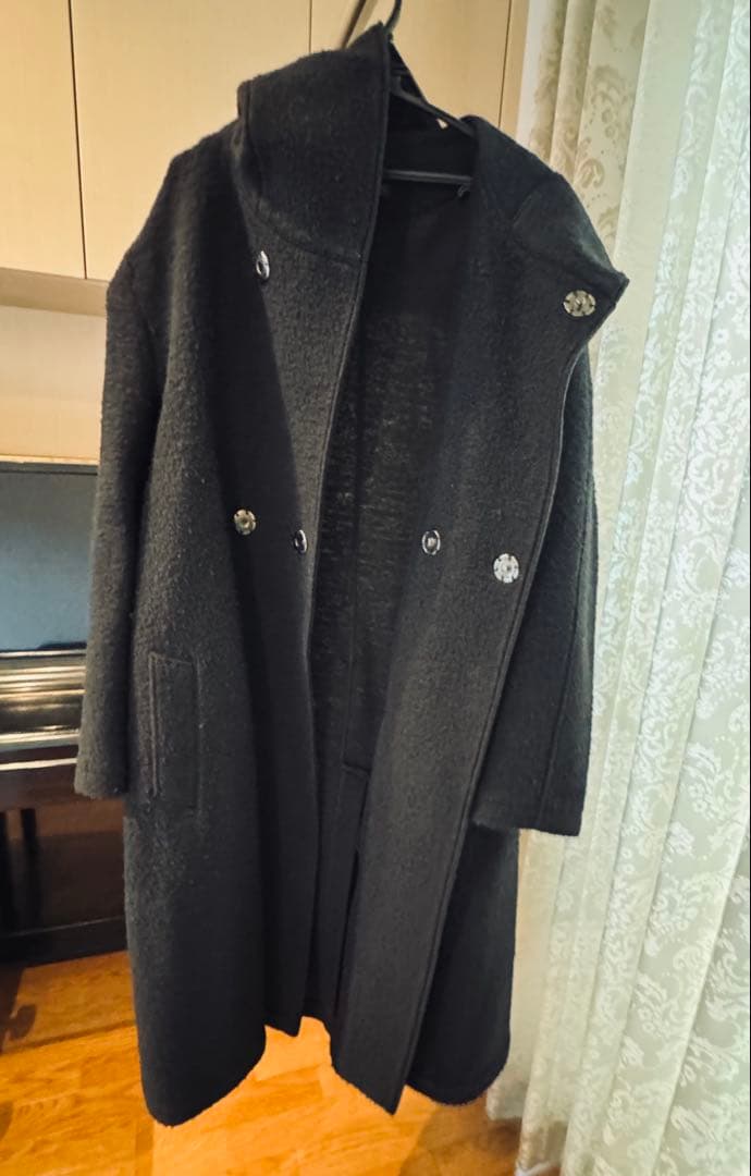 yohji yamamoto フード付き黒ロングコート